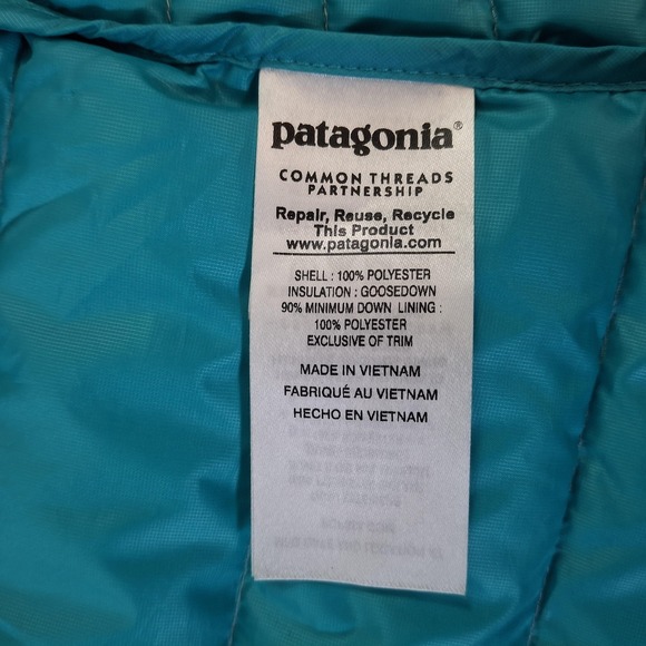 Patagonia Down Sweater Vest Women's Small Gray Teal Insulated Puffer Quilted Zip - Picture 5 of 10